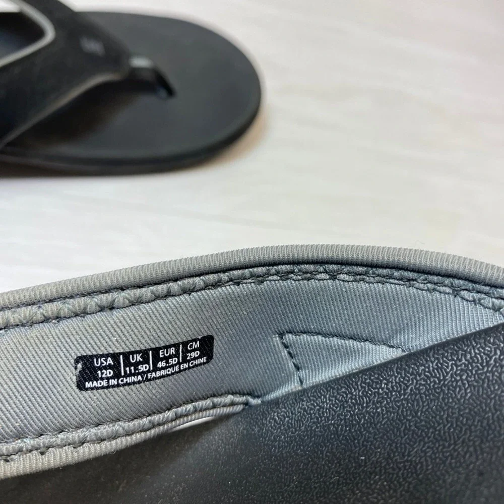 Spenco Mens 12 Sandals Yumi Orthotic Flip Flops Black Synthetic Arch Thong